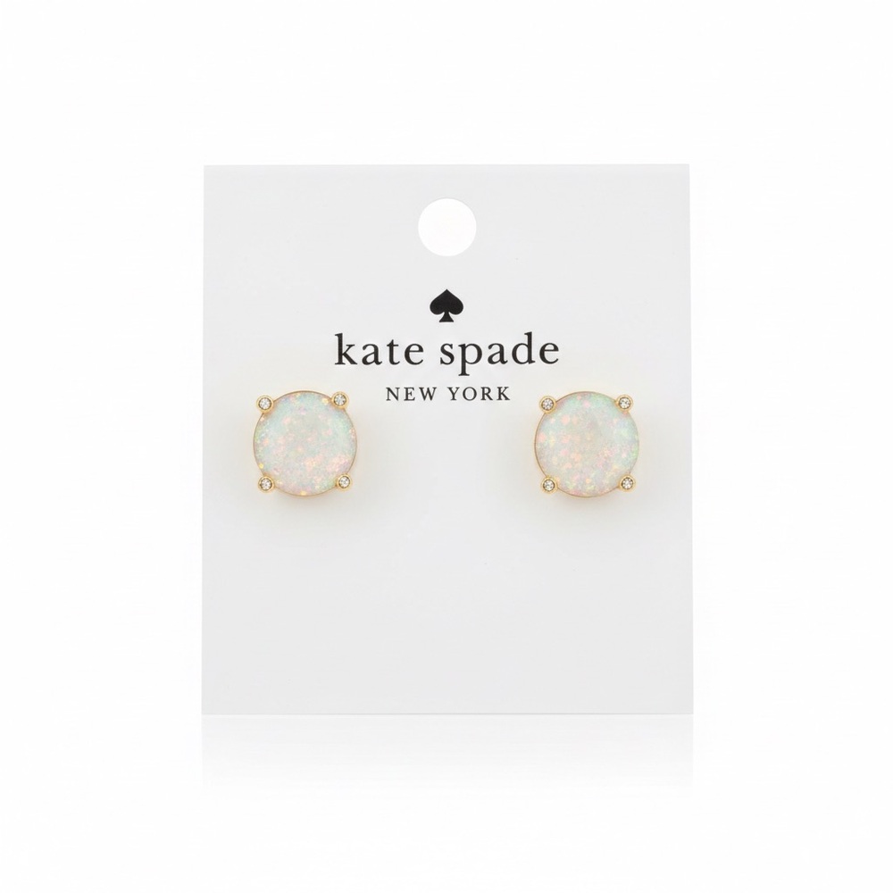 Kate Spade Faux Opal & Gold Stud Earrings - NWT with Pouch